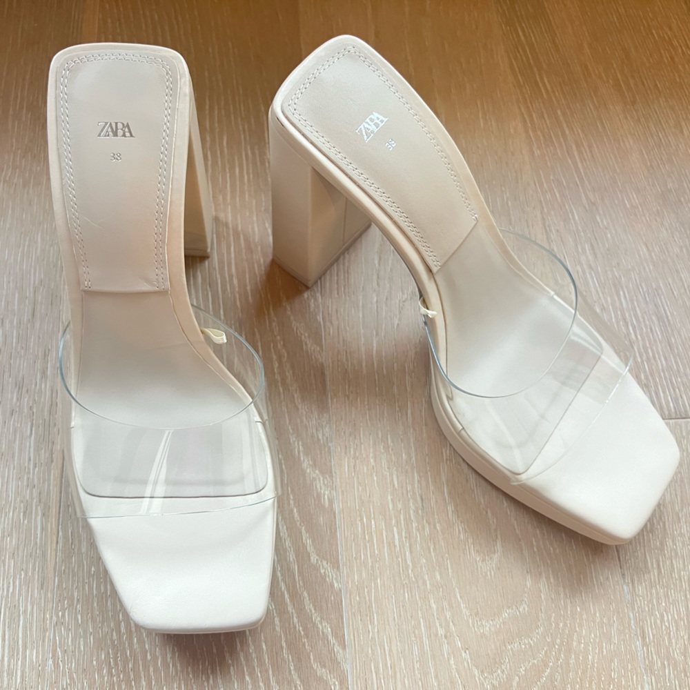 Zara Clear Strap Platform Heeled Sandals